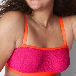 Cacique 44C Unlined Bandeau Lace Bra Pink Coral NWT